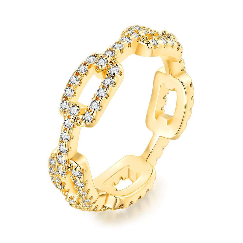 DHCollections Fashion Jewelry High Quality Trendy Ladies Woman 5mm Full CZ Zircon Chain Ring