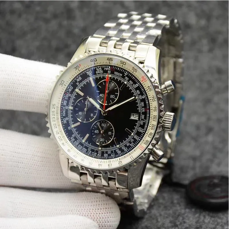 Men's high quality quartz Watch 44MM stainless steel chronograph luxury watch men's business leisure sports watch