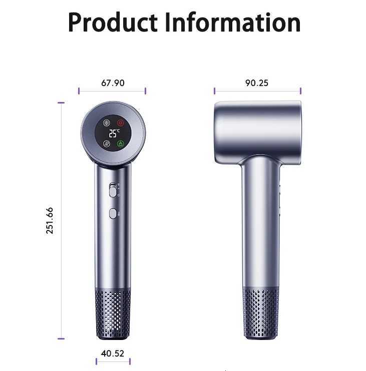 Professional BLDC Ionic110000rpm High Speed LCD Hair Dryer Negative Ions Salon Hair Blow Dryer With Magnetic Nozzle for Home UseT251118