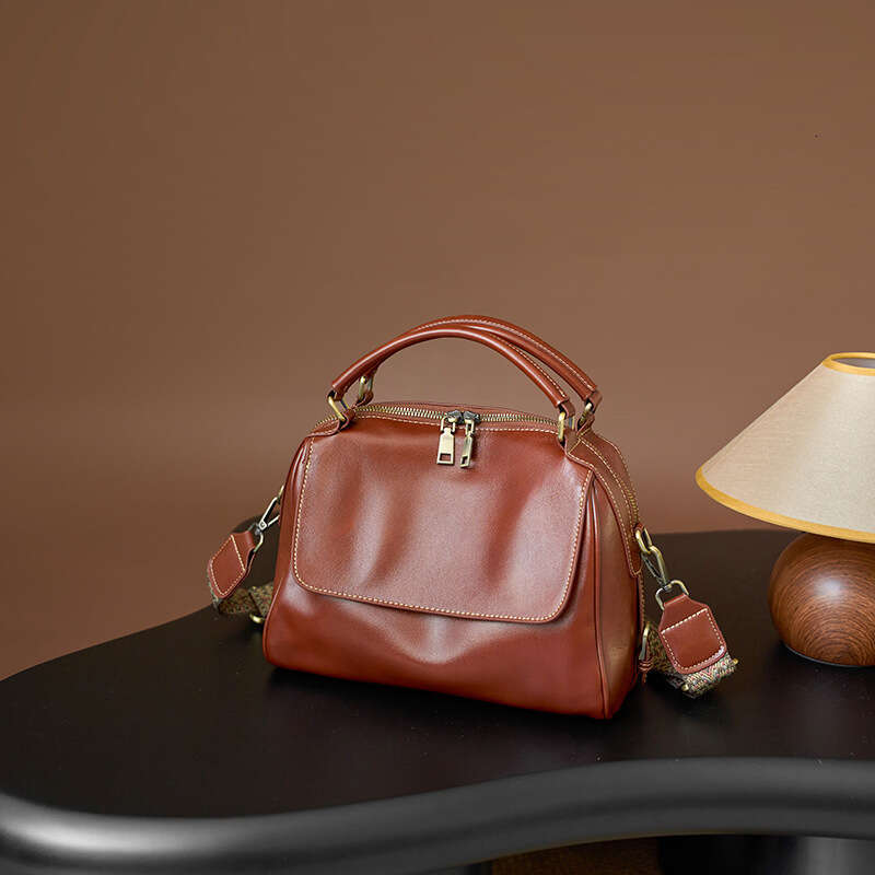 Luxury Bags Designer Soft Cross Body Bags Genuine Leather Women's Retro Vegetable Tanned Leather Shoulder Bags Boston Hot Sale Tote