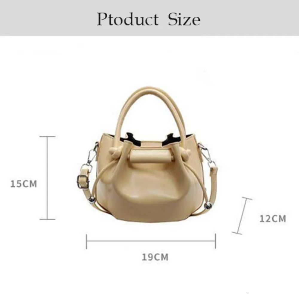 Luxury Fold Drawstring Bucket Bag Korean Style PU Leather Messenger Bag Simple Design with Inner Bag Ruched Shoulder BagW251118