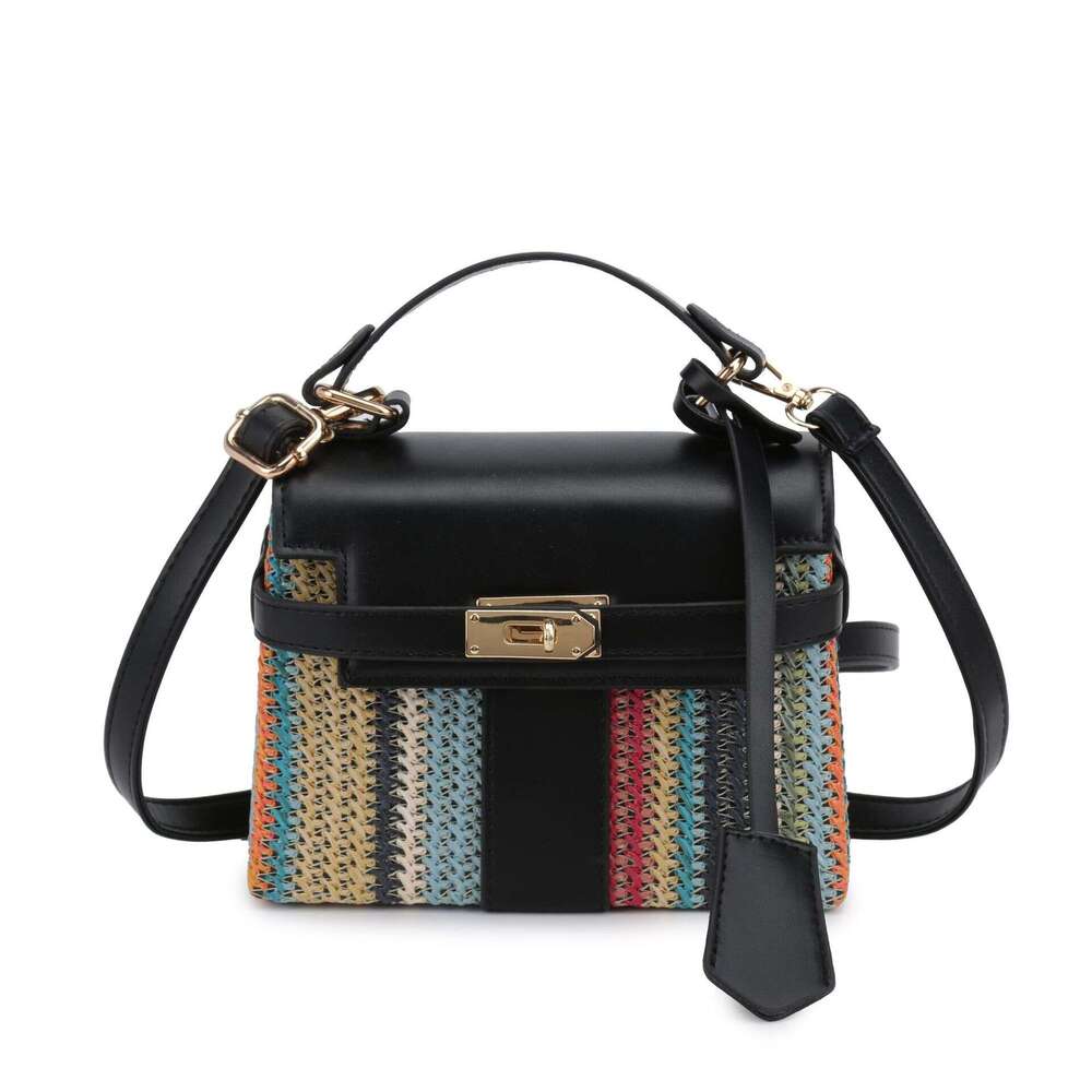 Summer woven women's 2025 new fashionable dinner box bag, hand-held shoulder crossbody bag