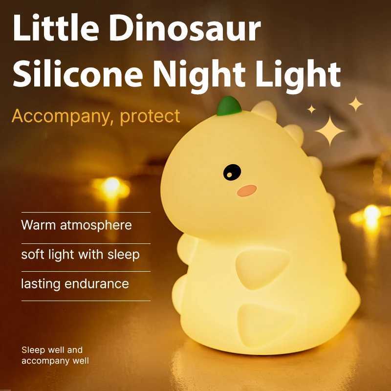LED Night Light Dinosaur Silicone Night Lamp USB Rechargeable Timing Bedside Table Lamp Room Decor Kids Baby nightlight Gift M251118