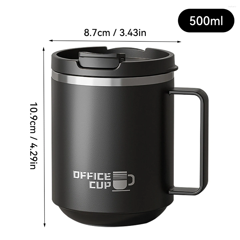WORTHBUY 304 Stainless Steel Double Wall Insulated Coffee Mug With Handle Portable Sealed Water Cup Large Capacity Drinking Cup