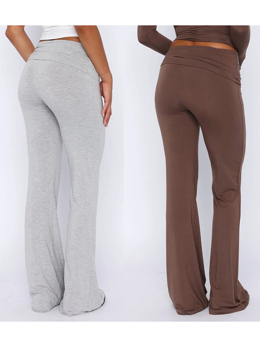 Womens Flare Leg Solid Color Side Drawstring Ruched Sweatpants 2000s Streetwear Gray Casual Loose Long Pants Z260314