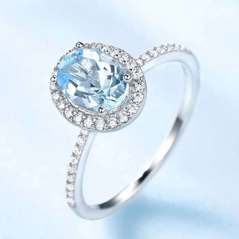 Nano Sky Blue Topaz Gemstone Rings 925 Sterling Silver Ring Oval Rantic Gift Luxury Engagement Jewelry High quality gold designer diamond ring designe