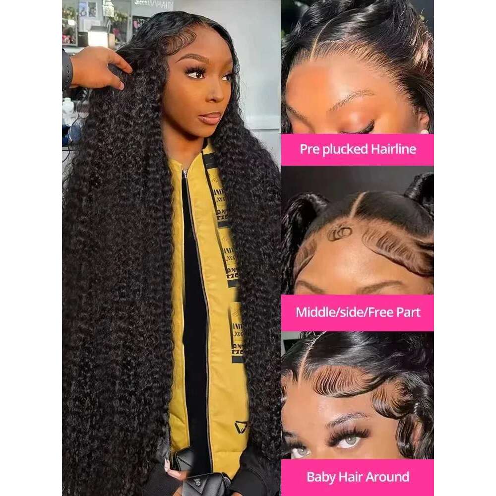 Deep Wave 13X6 HD Frontal Human Hair 30 40 Inch Curly Wigs 13X4 Lace Front Wig Indian For Black Women Raw 250 Density