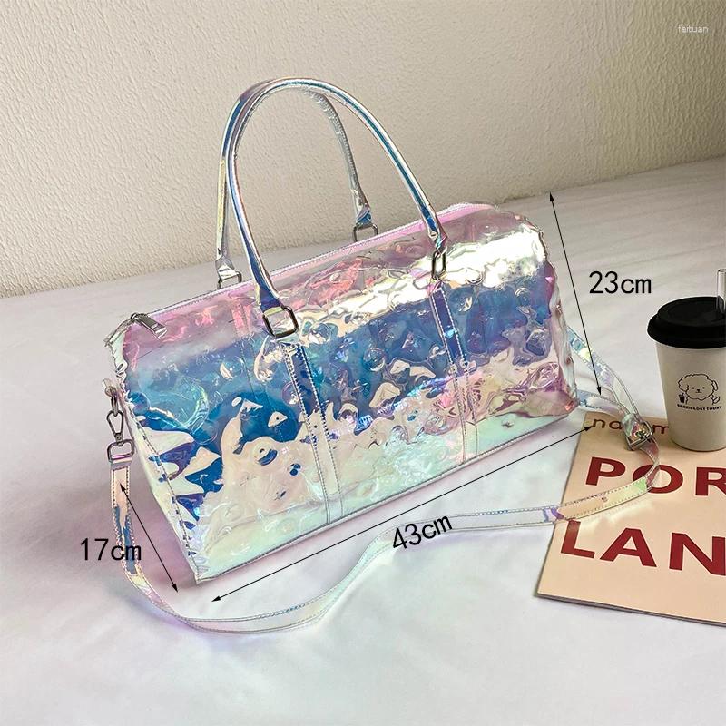 Totes Fashion Colorful Transparent Jelly Bag Laser Shoulder Women Handbag Waterproof Large Capacity Storage Travel B5 h7