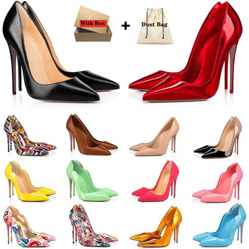 Designer high heels Dress shoes Women luxury Glitter Rivets Triple Black White Red Patent Leather Suede Heel 8cm 10cm 12 cm Office Party Wedding shoe 35-44