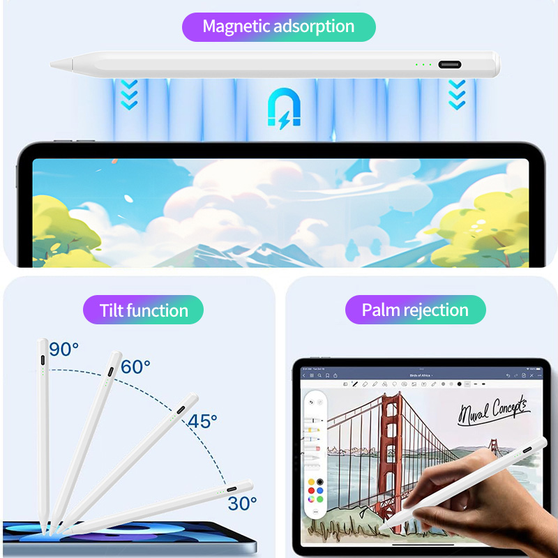 Wholesale Factory Active Pen for Tablet Screen Pen with Stylus 02/04A apple Pencil 2nd Generation Rechargeable Touch Pen with Palm Rejection for iPad