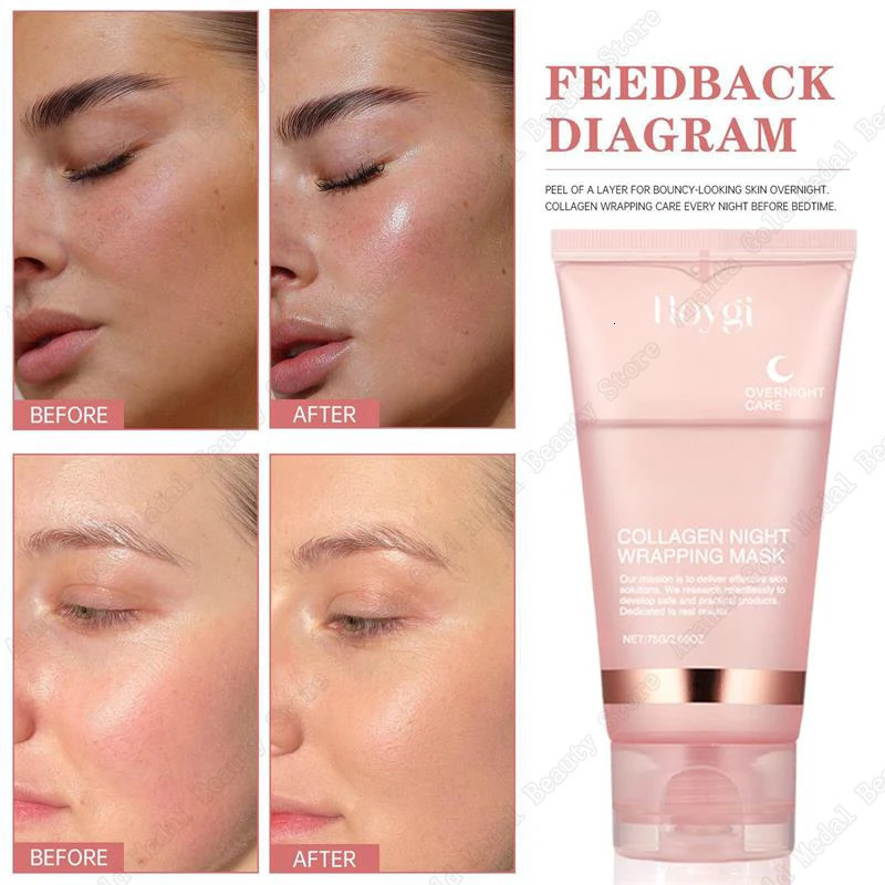 Night Collagen Wrapping Mask Rejuvenation Korean Face Mask Make Glowy Skin Elasticity Facial Mask 75ml 250418