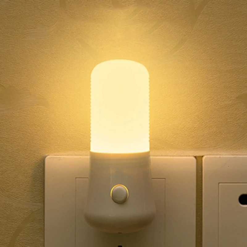 LED Night Light EU/US Plug Push Button Switch Wall Socket Lamp Bedroom Bedside Lamp Baby Room Corridor Home Decor Night Lights M251118