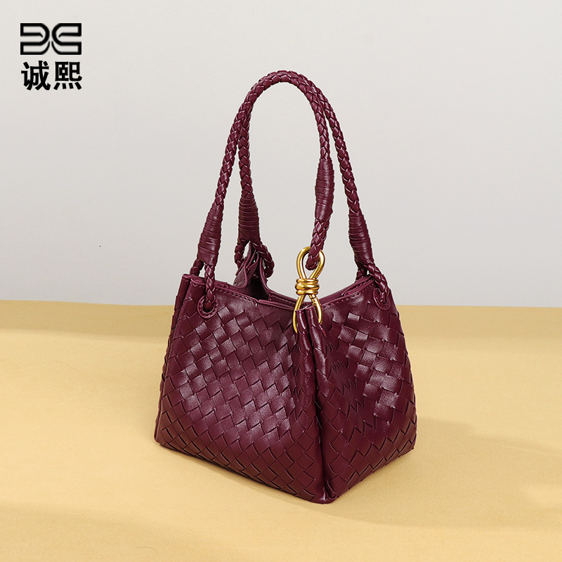 2025 Personalized Versatile Woven Bucket New Style Hand-Carrying Parachute Crossbody Women's Two-Piece Set Mother-Child One-Shoulder Underarm Bag