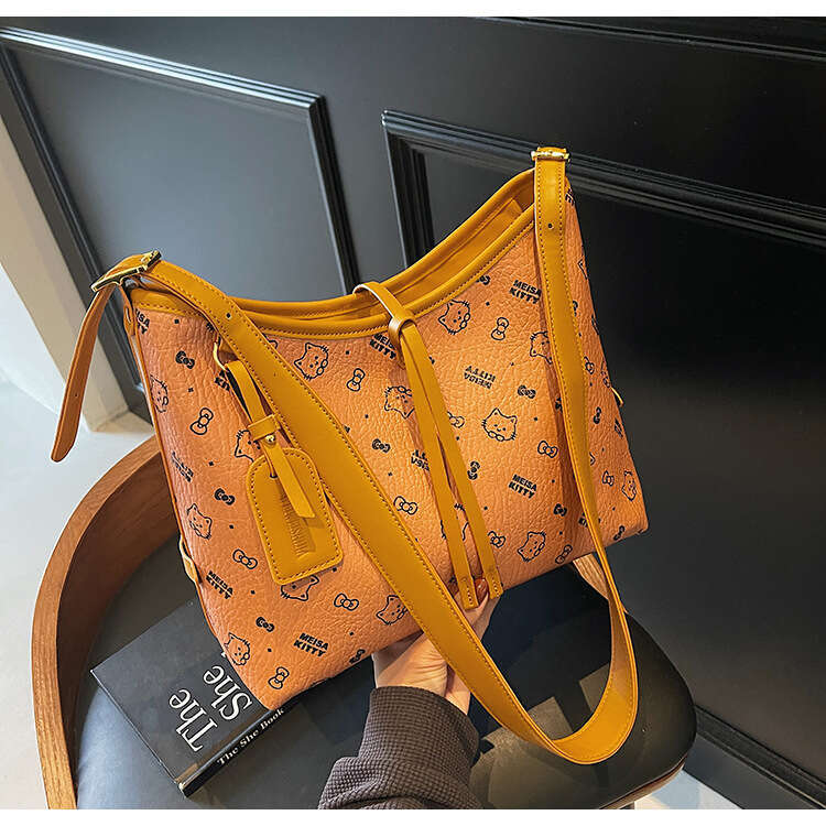 Korean printed tote new fashionable versatile casual shoulder women's bag, niche and trendy design, underarm bag