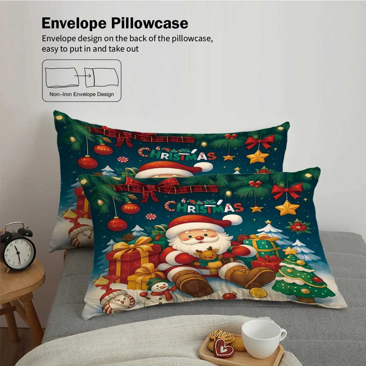 3pcs Cartoon Santa Claus Printed Chipless Duvet Cover Set Multi Size Dormitory Bedroom Soft and Comfortable Machine WashableM251118