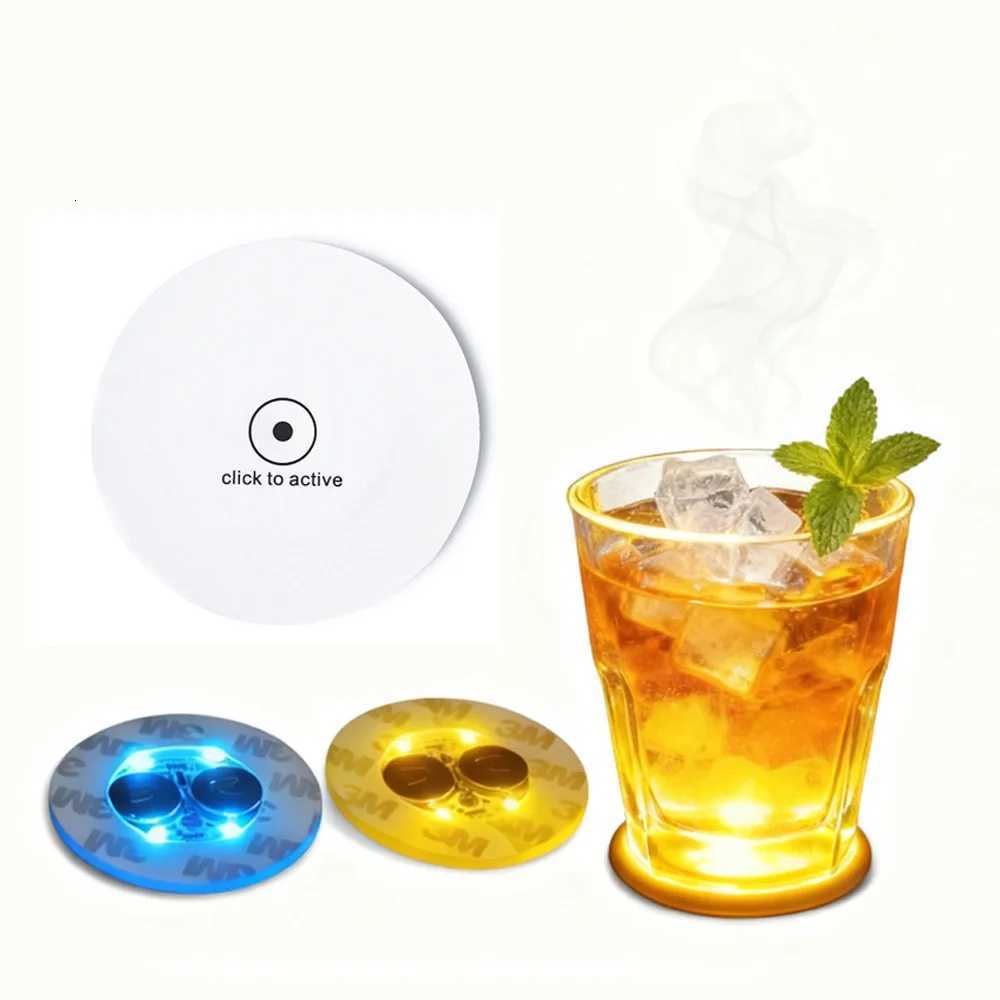 LED Bottles Coaster Lamps Luminous Cup Stickers Lights Battery Powered Christmas Bar KTV Wedding Party Cocktail Drink Cups Vase M251118