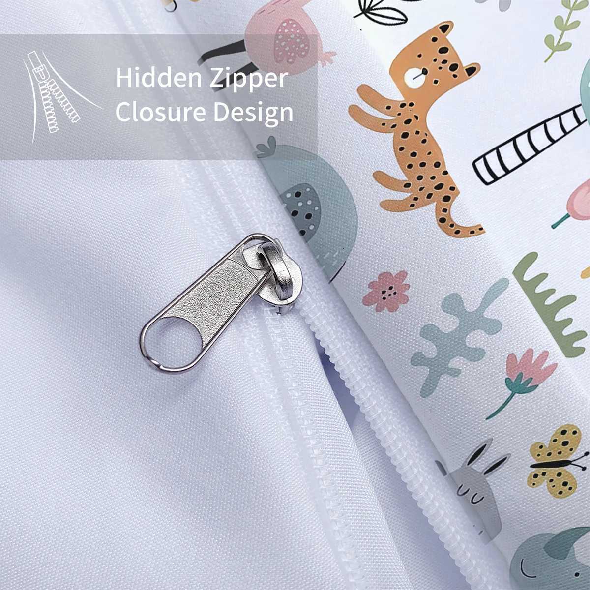 3-piece down duvet cover set with cartoon lion animal pattern print 1 duvet cover2 cases no core bedding setM251118