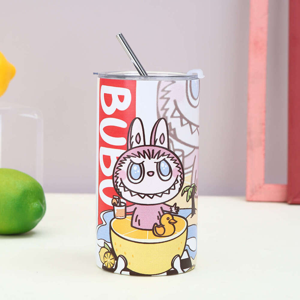 Customized 3D printed 304 stainless steel insulated cartoon straw portable large capacity iced American coffee cup 17f9 73c
