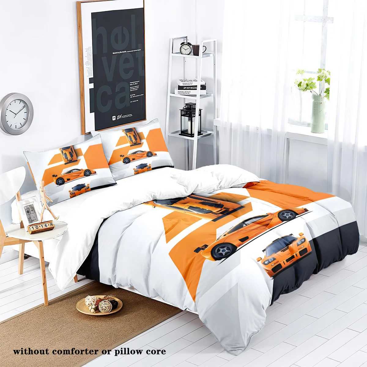 3pcs sports car racing print bedding set 1 quilt cover 2 cases unfilled skin-friendly breathable anti-pillingM251118