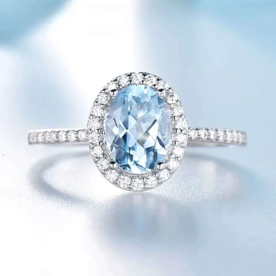 Nano Sky Blue Topaz Gemstone Rings 925 Sterling Silver Ring Oval Rantic Gift Luxury Engagement Jewelry High quality gold designer diamond ring designe - view 3