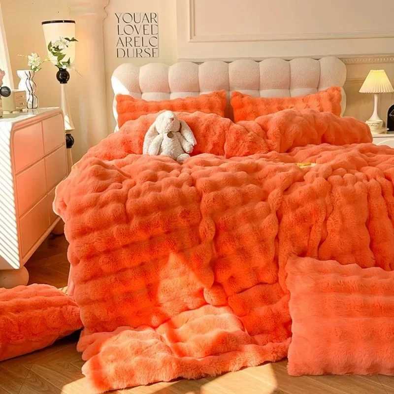 2024 New Winter Thickened Milk Fleece Four-piece Set Rabbit Fleece Rabbit Lazy Rabbit Fleece 4-piece SetM251118