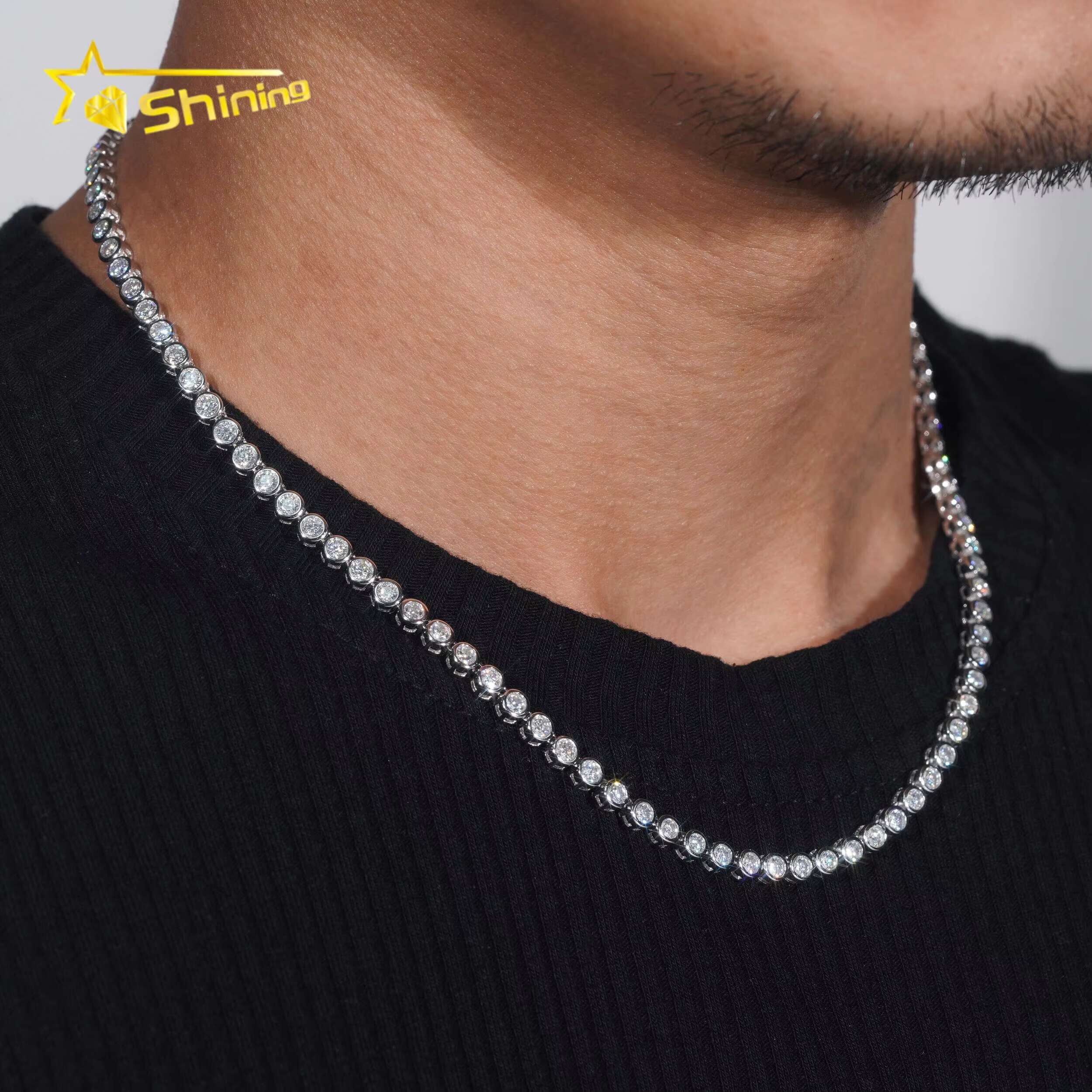 Classic Women Bracelets Gold Plated Sier Jewelry 3MM Moissanite Bezel Setting Tennis Chain