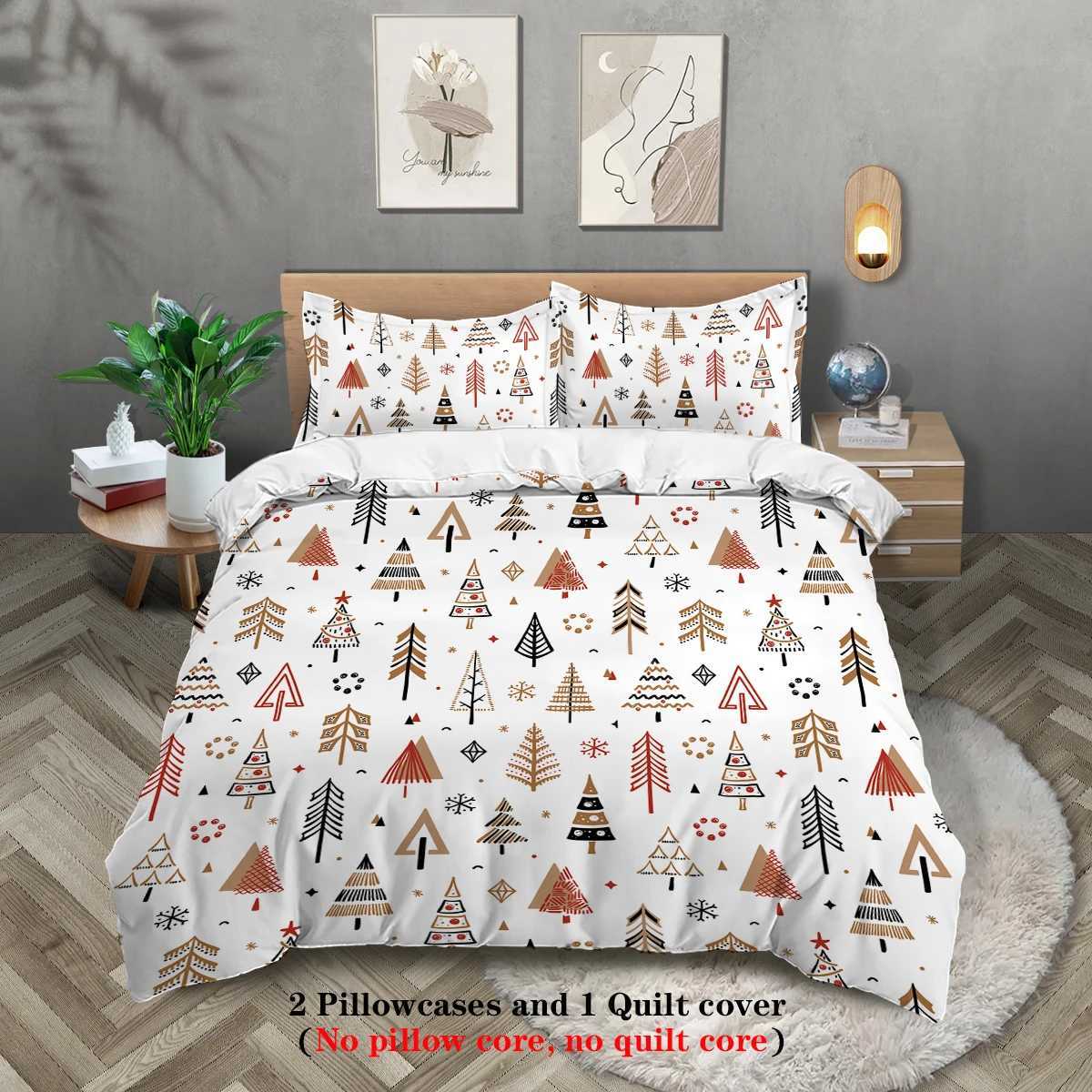 3-piece Christmas themed Christmas tree pattern print 1 duvet cover2 cases no core comfortable bedding setM251118