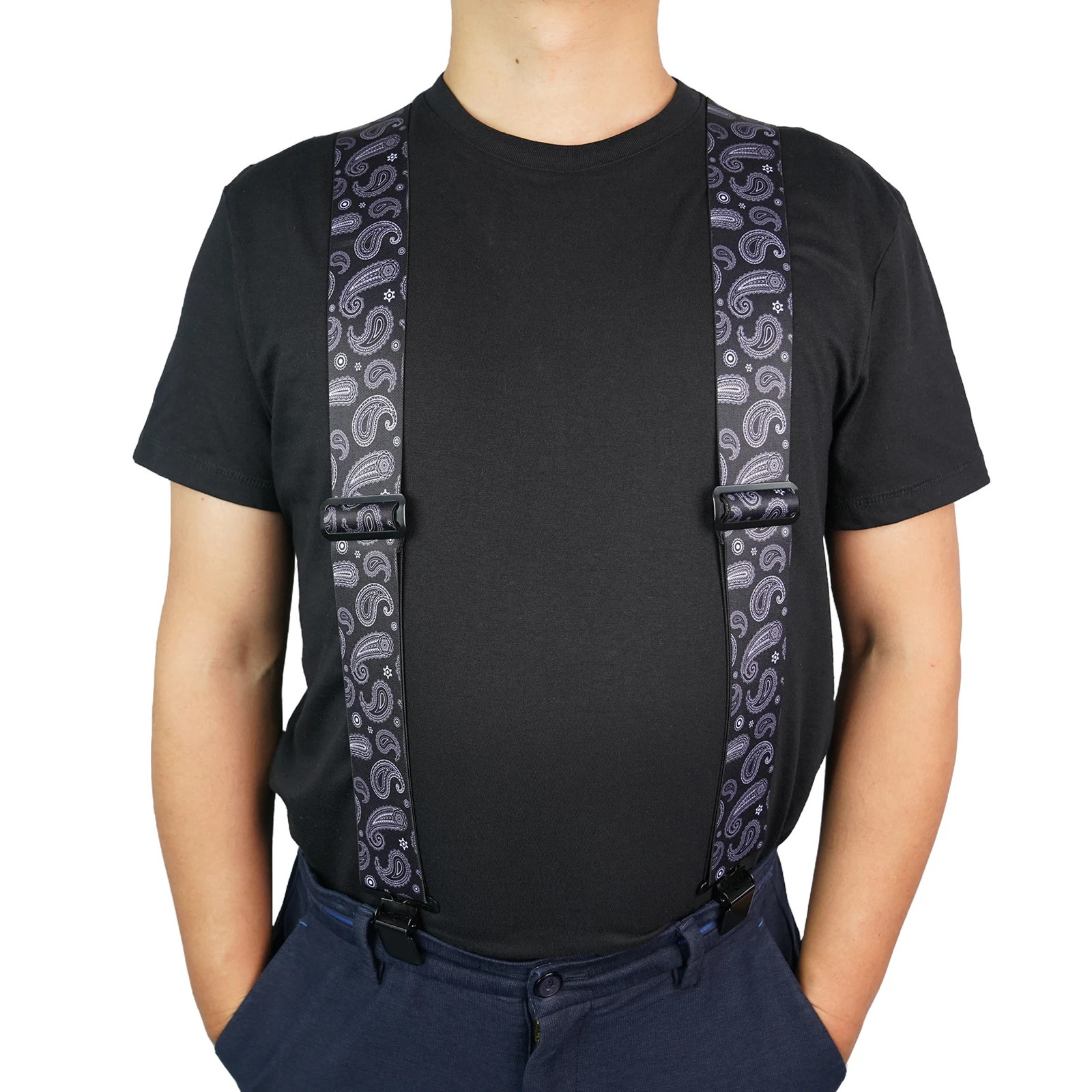 Mens Suspenders 2 Wide Adjustable and Elastic Braces X Shape with Very Strong Clips - Heavy Duty tape measure suspenders formen 250417