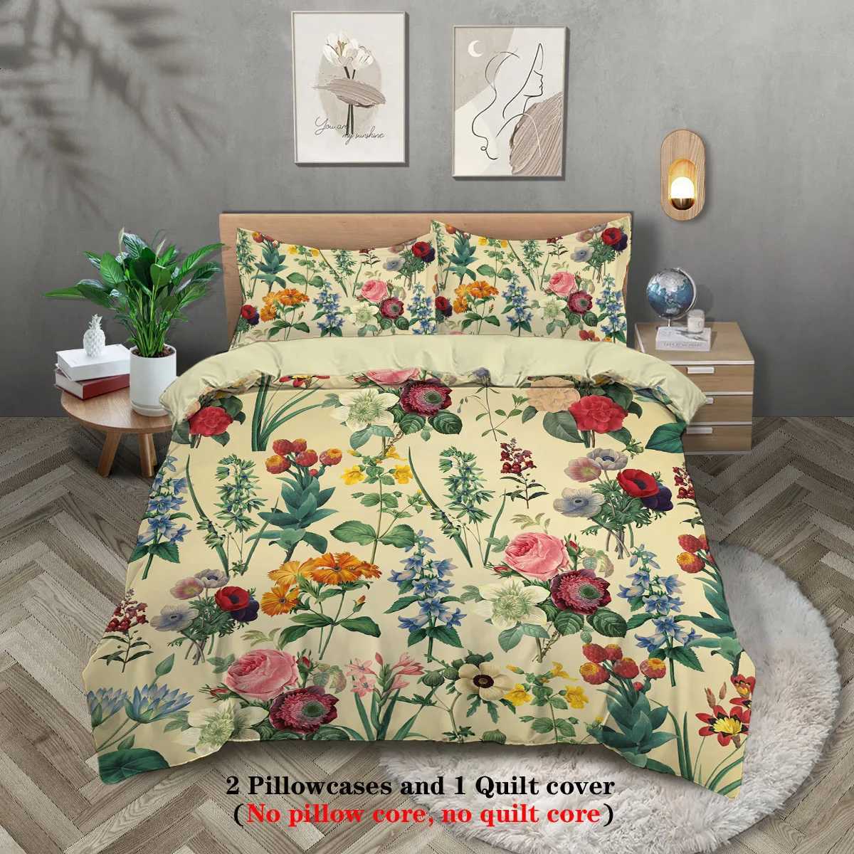 3pcs retro floral pattern printed bedding set suitable for women bedroom queen king twin bed 1duvet cover2 caseM251118