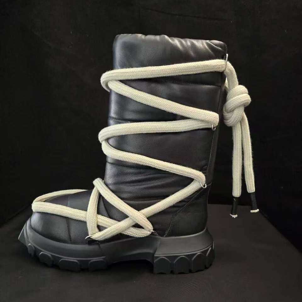 2024 Cool RO Crazy Lace-Up Boots High Version Dark Style Thick-Soled Cod Boots Winter Warm Snow Boots L251117EENO