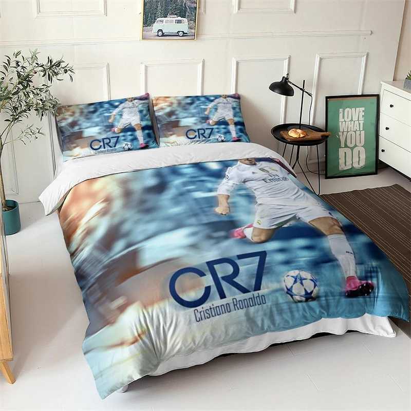 Duvet Cover Ronaldo 3D Kids Boys Girls Duvet Cover Soft Bedspread 2/3 Piece Set With Zipper Closure Soft Microfiber King SizeM251118