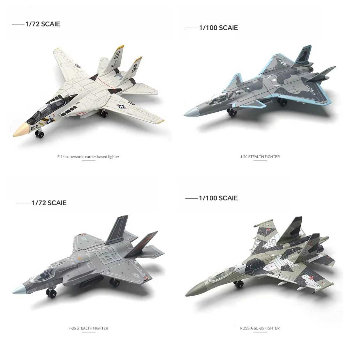 1/72 Plane model kit F-14 SU-35 J-20 F-35 Military Fighter Model Assemble Copter Airplane Model Puzzle Assembly Educational toys C251118