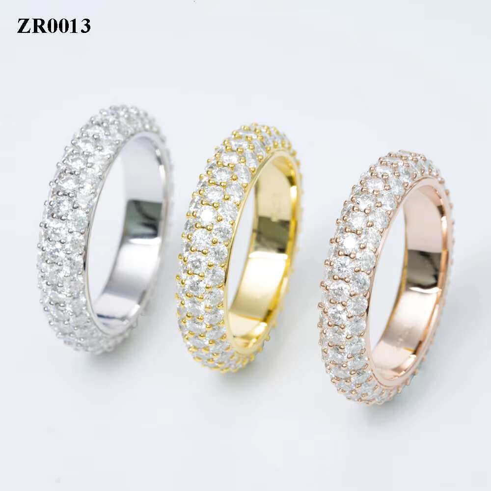 Personalized Factory High Quality Vvs Moissanite Hip Hop Iced Out Sier Men Eternity Band Ring
