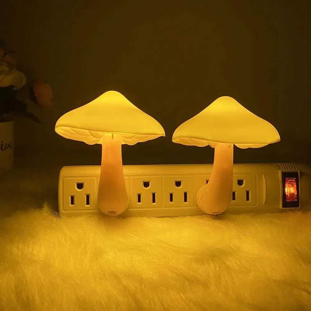 Mushroom Night Light Lamp 220V Dusk to Dawn Sensor Plug in LED Bed Cute Mushroom Nightlight Baby Night Lights for Kids Children M251118
