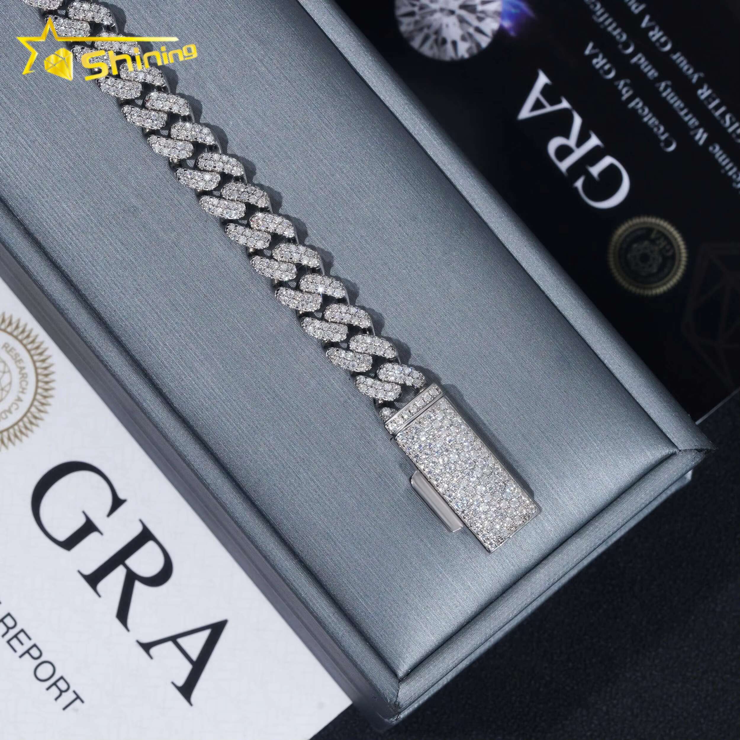 Pass Dia Tester Popular Hip Hop 8mm Iced Out VVS Moissanite Sier Cuban Link Bracelet