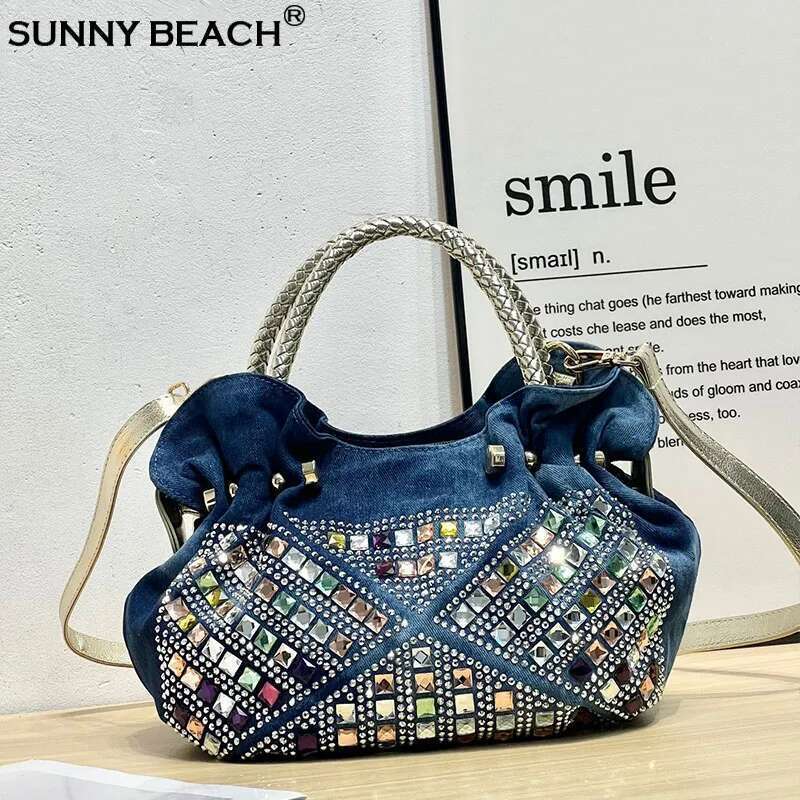 Fashion Vintage Brand Jeans Denim Designer Shoulder Bag Tote Bucket Cross Body Messenger Dias Handbag Purse