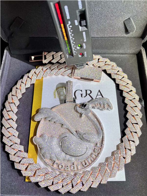 Latest Pendant and Necklace Designs Christmas gifts Fashion Jewelry Moissanite Diamond and 18mm Necklace 3*3 Inches Pendant Set