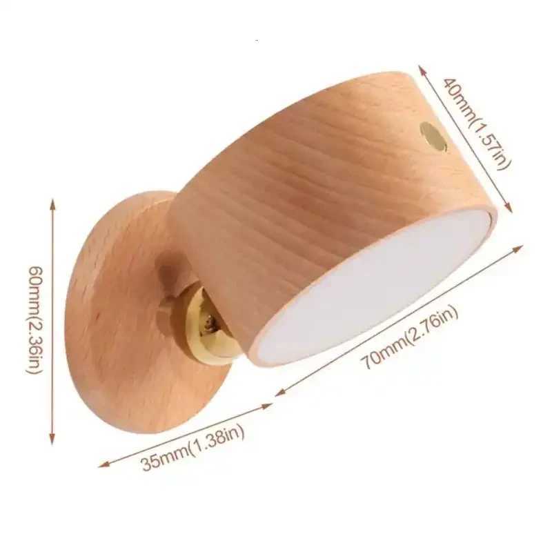 Wooden Indoor Bedroom Living Room Wall Mounted Lamp Down Touch Usb Charging 360 Degree Rotating Magnetic Sconce Light M251118