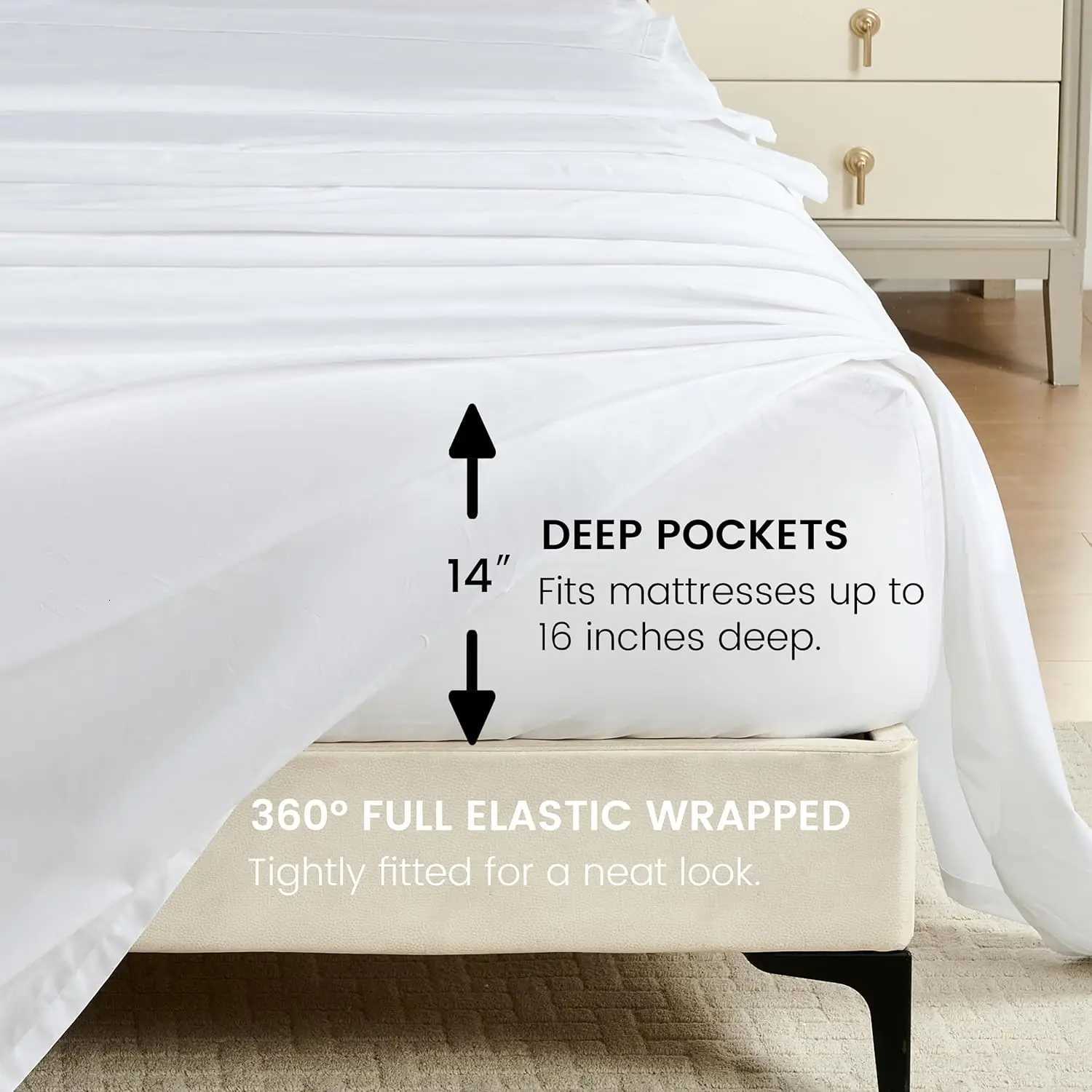 SimpleOpulence 100 Egyptian Cotton Sheet Set 4Pc Set Embroidery Design Long Staple Pure Soft Sateen Weave Bed SheetM251118