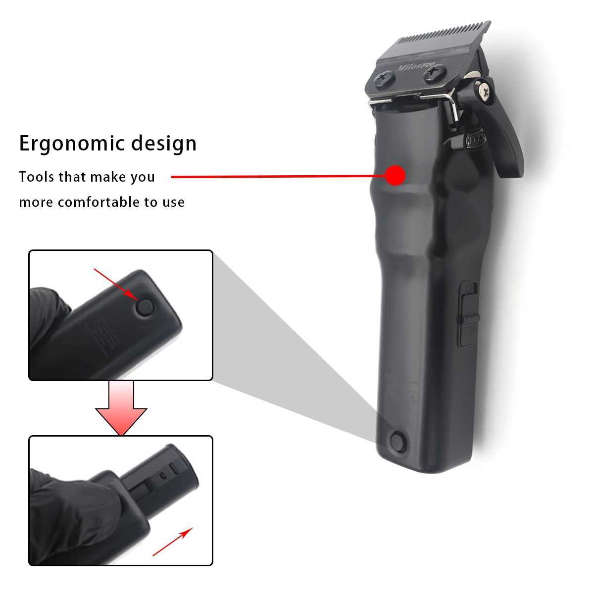 Professional Electric Hair Clipper Milos PRO Brushless Motor 6800RPM Two batteries detachable 5 adjustable length DLCW250418