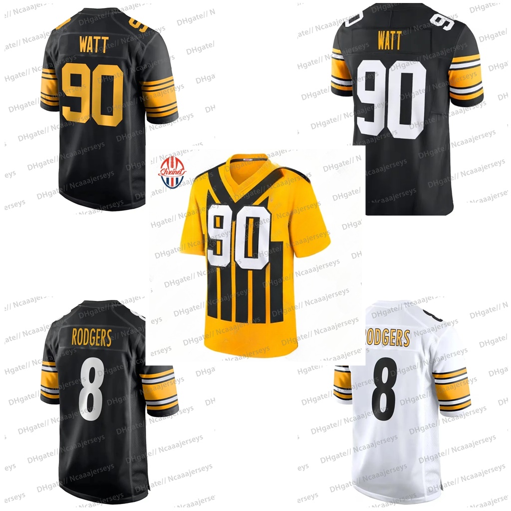 Personalized 8 Aaron Rodgers Will Howard Custom Football Jersey Metcalf WATT Fields Fitzpatrick Wilson Embroidered Letter Number Design44