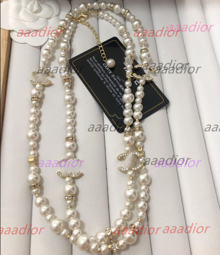 cocochanel necklace Fashion CoCo pearl Pendant long Necklaces Elegant Designer Diamond Pearl Sweater Chain for Women wedd chanels channels chaneljewelry cc ADUV