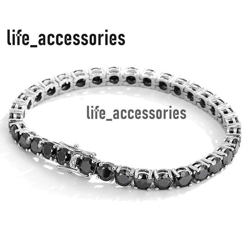 5.5mm 6.5mm Width 16/17/18/19/20cm Diamond Passed Test 925 Silver Black Square Moissanite Tennis Bracelet for Men Women Nice Gift
