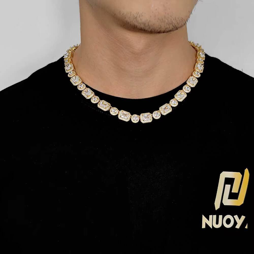 Laboratory cultivation of Moissanite Fashion Jewelry Iced Out Zircon Necklace Square Round Bling Diamond Women Clustered Tennis Chain