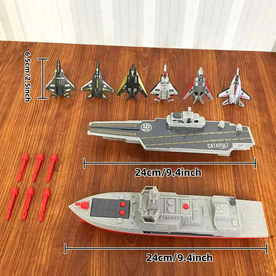 Aircraft carrier battle plan launchable fighter with 6pcs children military combat children boy toys Christmas gifts C251118