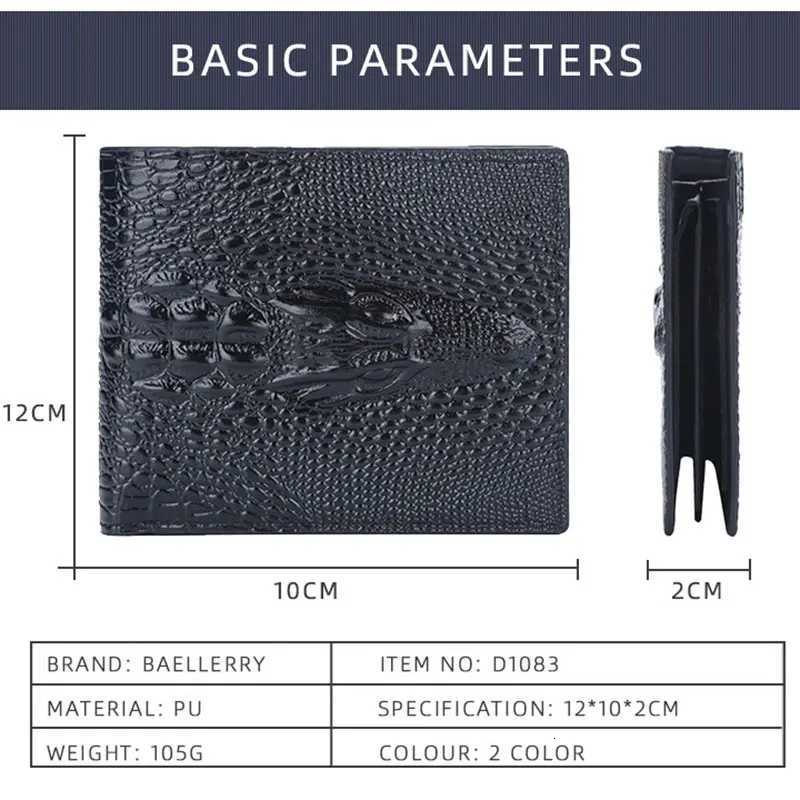 Baellerry Short Men Wallets Zipper Coin Pocket Crocodile Pattern Mens Wallet Luxury Card Holder PU Leather Classic Male PurseT251118