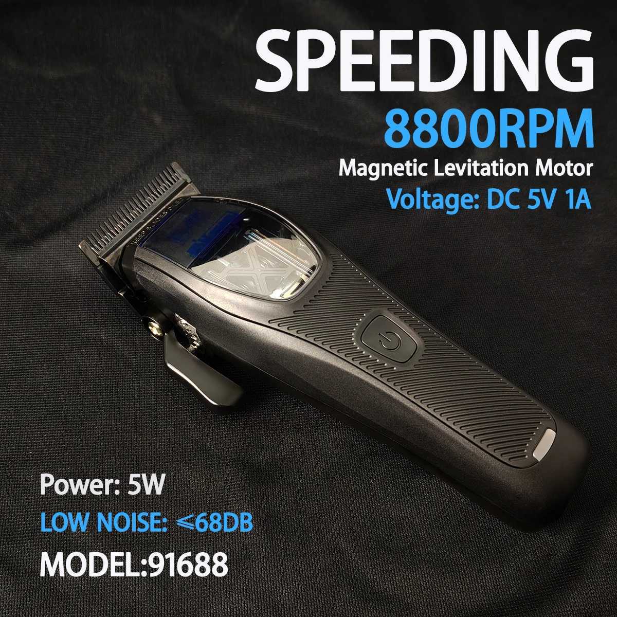 BRDCLIP 91688 Professional Mens Barber 8800RPM Magnetic Vector Motor High Power Barber TrimmerW250418