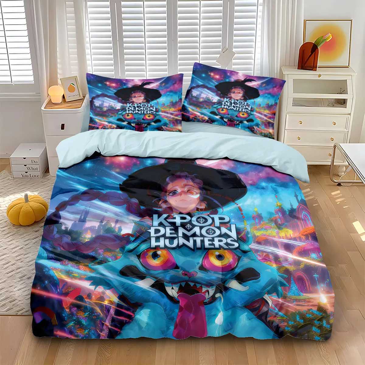 3pcs K-Pop Demon Hunters printed coreless duvet cover set multi size bedroom and dormitory bedding decoration machine washableM251118