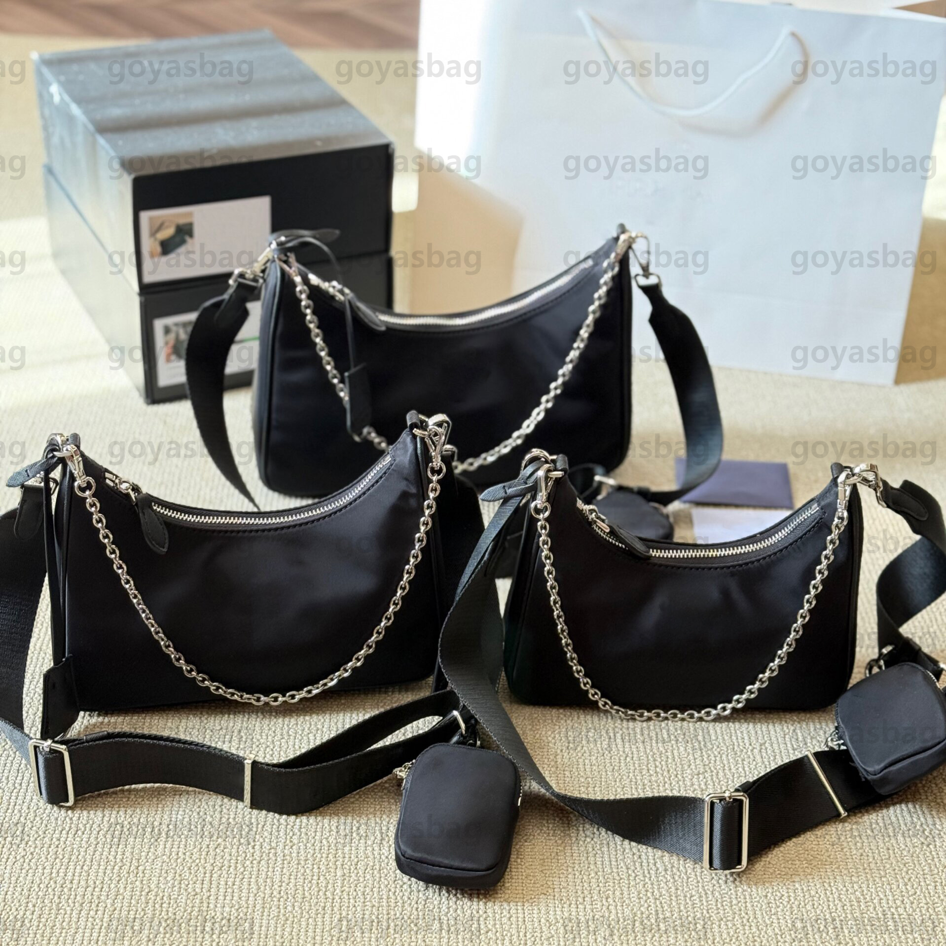 Designer Shoulder Chain Bag Hobo Top Famous re-editon 2005 Bag Brand Nylon Bags Fashion Shoulder Envelope Postman Women's Evening Bags