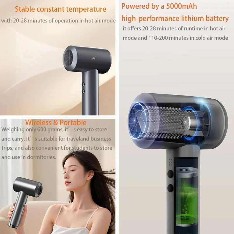 Rechargeable wireless hair dryer Home student dormitory Portable small household appliances Hot and cold hair dryerT251118